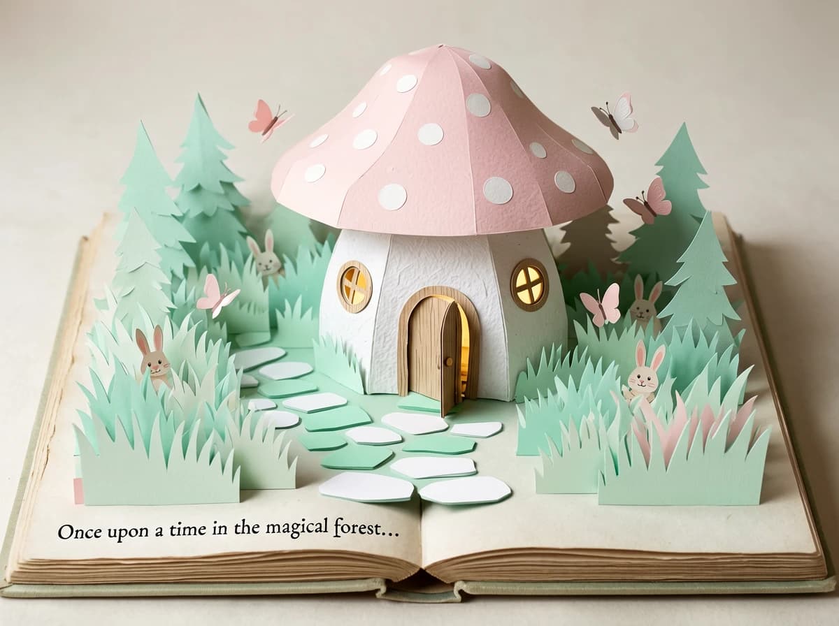 3D popup book illustration with comic style characters and playful composition, generated by ERNIE Image