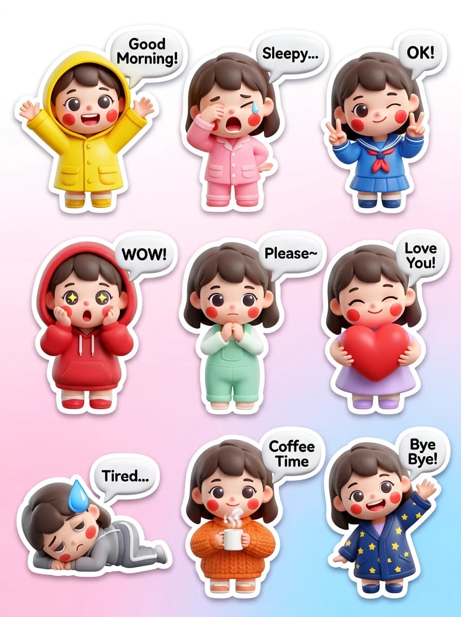 Cute 3D style sticker art of an anime character with vibrant colors and clean outlines, generated by ERNIE Image
