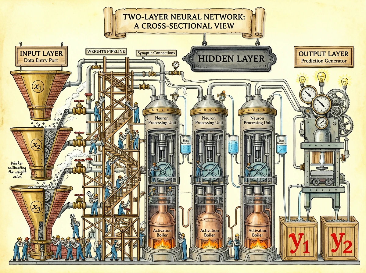 A horizontal illustration in the signature hand-drawn cutaway style of Stephen Biesty, visualizing a