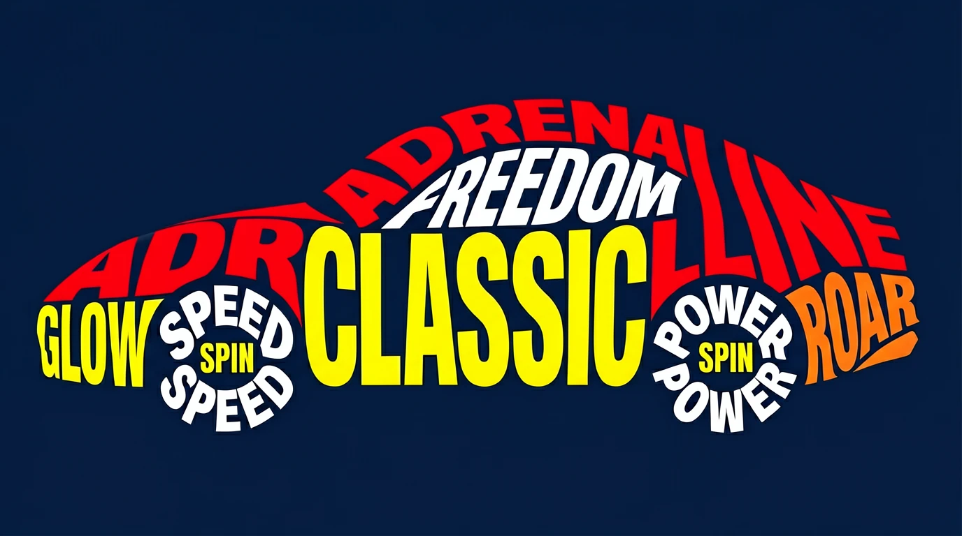 A horizontal vector typographic illustration poster. The background is a pure deep navy blue, and th