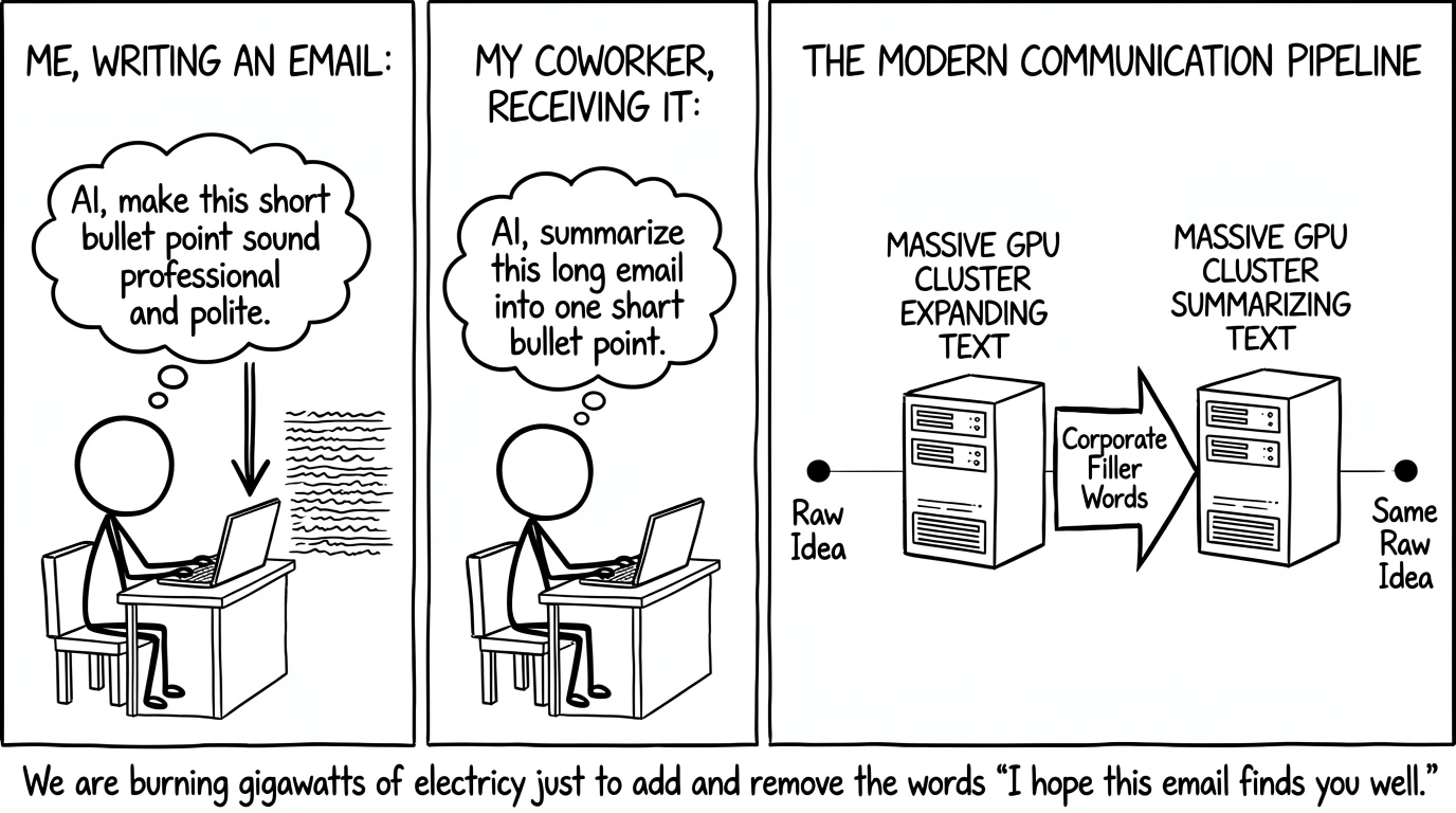 A horizontally laid-out xkcd-style black-and-white line-drawing comic, with a pure white background 