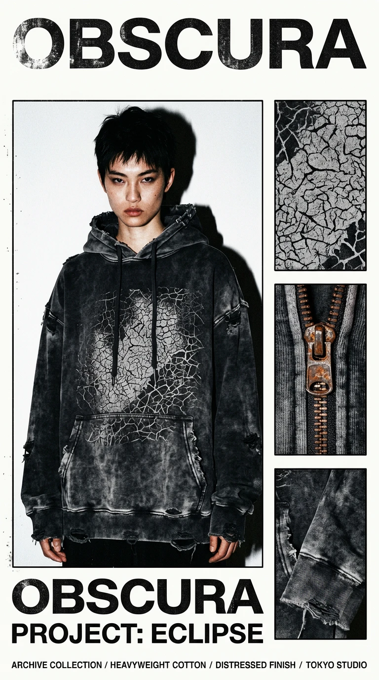 A portrait-oriented, multi-panel fashion lookbook collage poster with a grid layout on a clean off-w