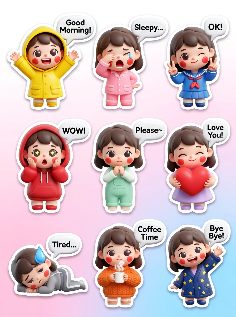 ERNIE Image multi-panel example - Chibi Stickers