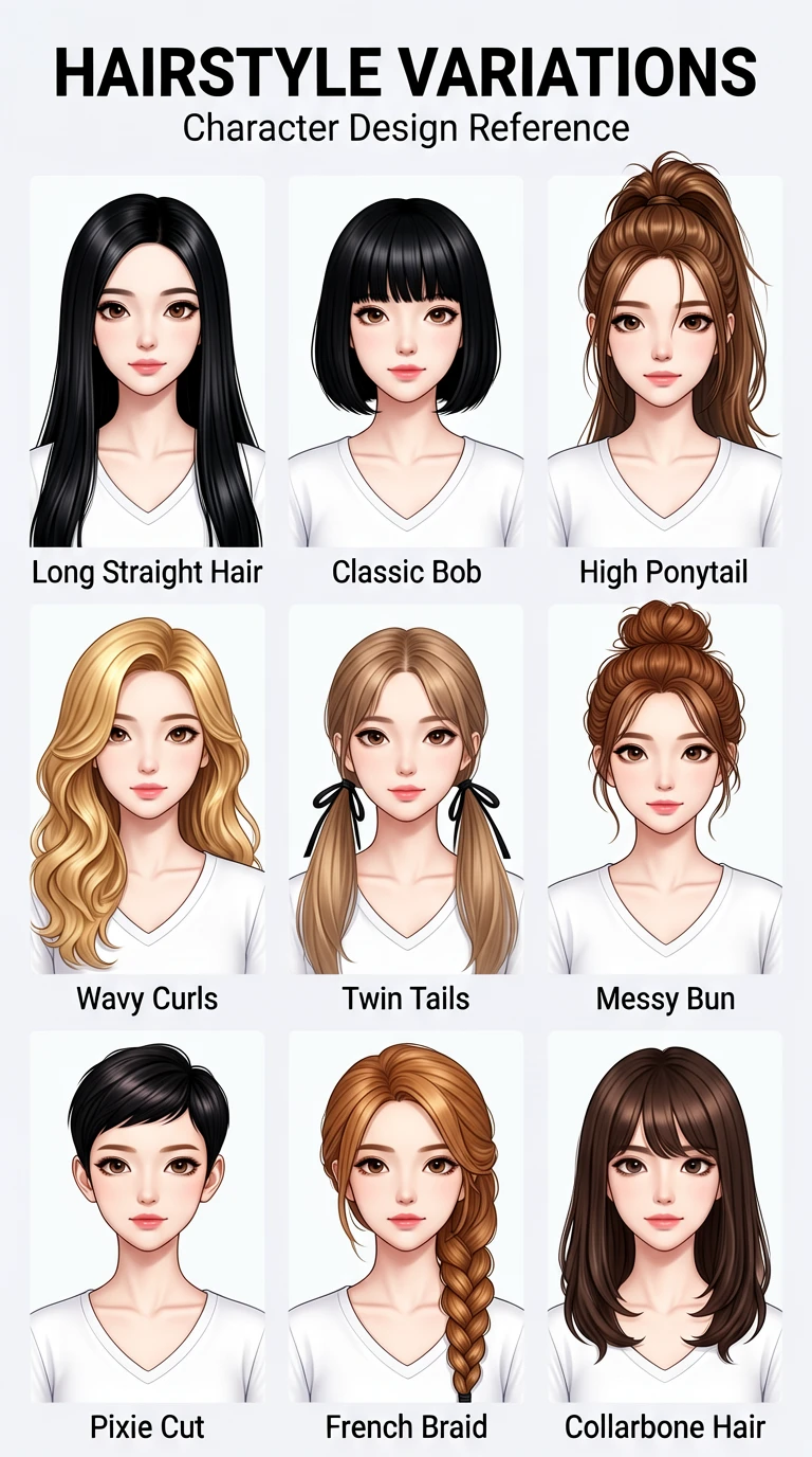 ERNIE Image anime style example - Hairstyle Variations