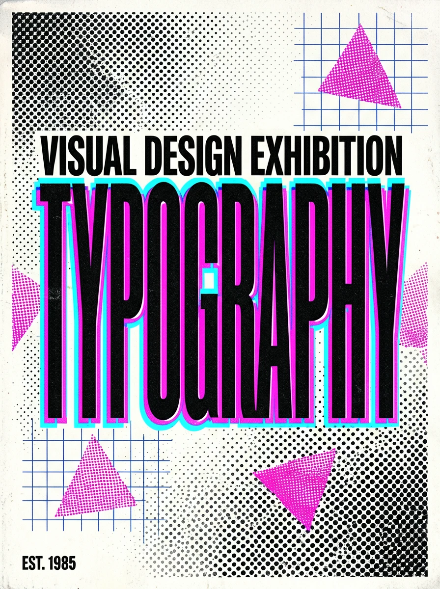 An 80s retro-style graphic design typography poster in a horizontal wide-format composition. Promine
