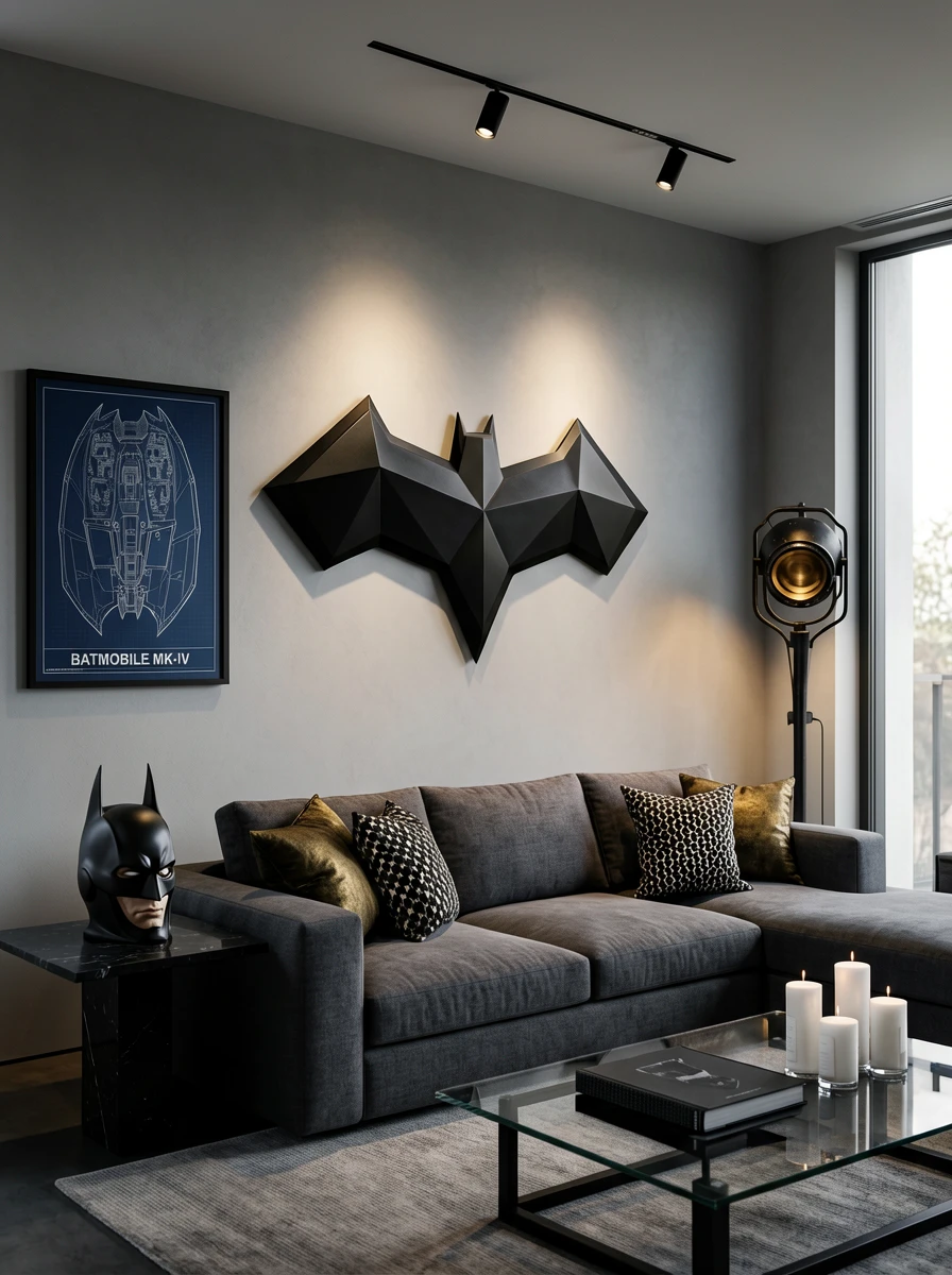 An ultra-realistic professional interior design photograph in portrait orientation, showcasing a mod