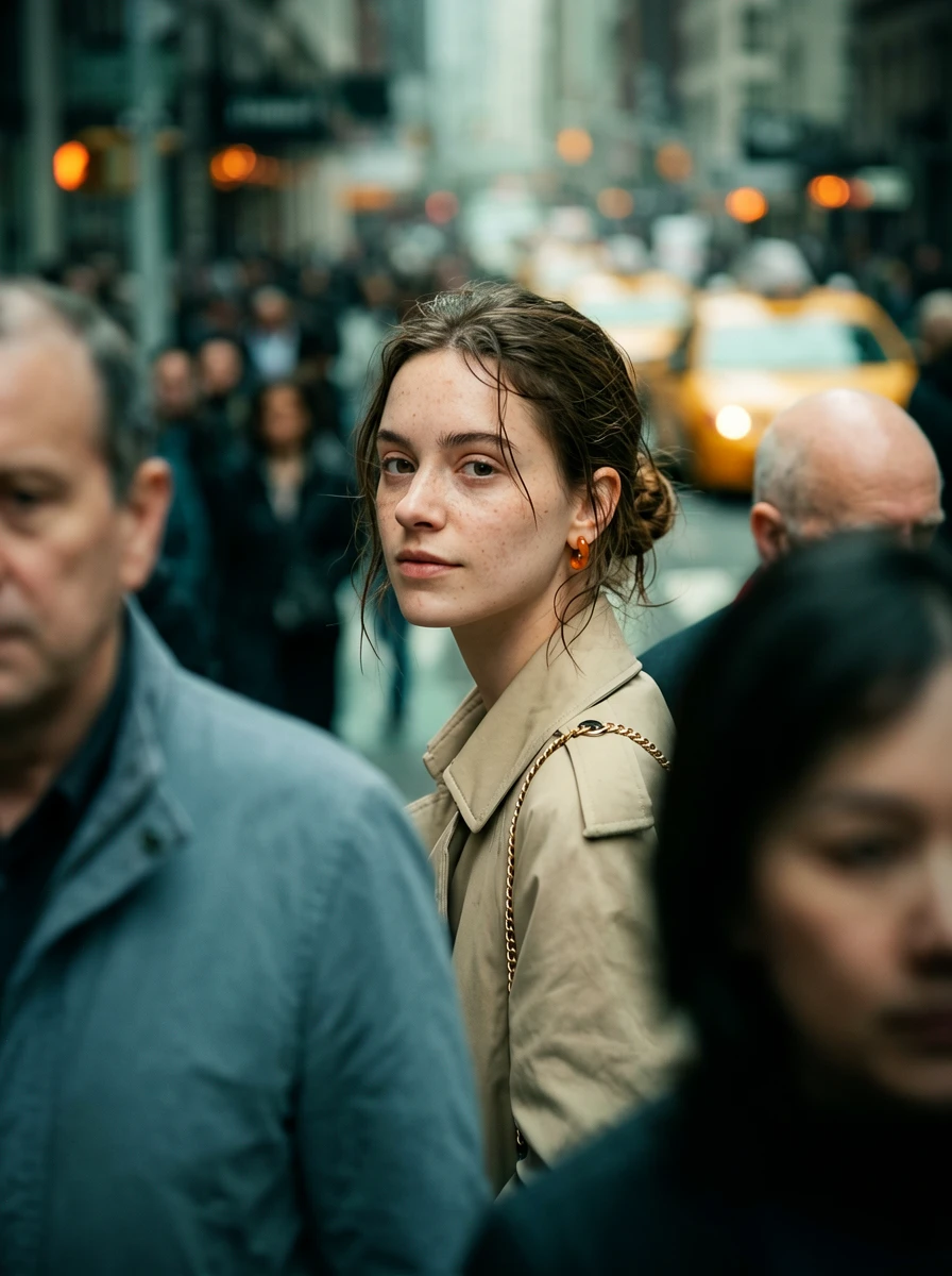 This is a street photography candid portrait photograph with an extremely high degree of realism. Th